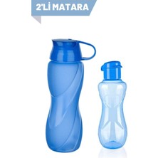 Tubi Home 2'li Set Eko Şişe Suluk - Pratik Kapak Matara 500 ml - 750 ml  Mavi