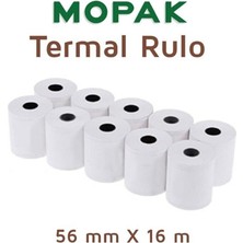 Mopak 56 mm x 16 mt Termal Pos Yazarkasa Kağıdı 10 Paket 100 Rulo