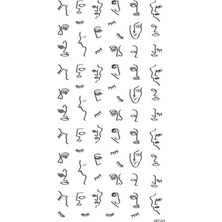 Artikel Çizgi Yüzler-1 Tırnak Dövmesi, Tırnak Tattoo, Nail Art, Tırnak Sticker