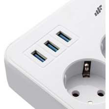 Mf Product Jettpower 0370 Koruma Anahtarlı 3 Usb'li 2 mt Uzatma Kablosu  - Avantajlı 2'li Paket