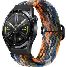 MTK Moveteck Samsung Galaxy Watch Active 2 Kordon Örgü Tokalı Gökkuşağı Renkli Kumaş Bileklik (20MM )