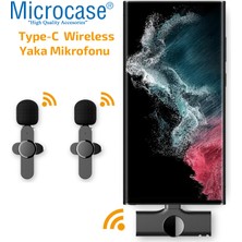 Microcase 2li Type-C Profesyonel Wireless Kablosuz Röportaj Yaka Mikrofonu Lavalier - AL3009