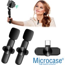 Microcase 2li Type-C Profesyonel Wireless Kablosuz Röportaj Yaka Mikrofonu Lavalier - AL3009