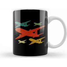 Humuts Retro Airplane Vintage Pilot Flying Kupa Bardak Porselen