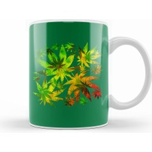 Humuts Marijuana Cannabis Leaves Pattern Kupa Bardak Porselen