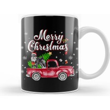 Humuts Yeni Yıl Hediyesi Schnauzer Rides Red Truck Christmas Pajama Kupa Bardak Porselen