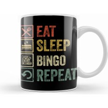 Humuts Funny Eat Sleep Bingo Repeat Retro Vintage Gift Kupa Bardak Porselen
