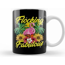 Humuts Cute & Funny Flocking Fabulous Flamingo Pun Kupa Bardak Porselen