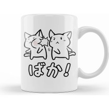 Humuts Kawaii Neko Baka Anime Sticker Kupa Bardak Porselen