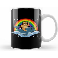 Humuts Sloth Riding Narwhal Adorable Unicorn Of The Sea Kupa Bardak Porselen