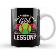 Humuts Yes I Throw Like A Girl Want A Lesson Pitcher Pun Kupa Bardak Porselen