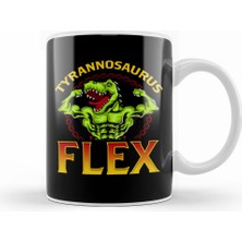 Humuts Tyrannosaurus Flex Funny Gym Workout Pun T Rex Kupa Bardak Porselen