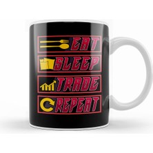 Humuts Funny Eat Sleep Trade Repeat Investors Kupa Bardak Porselen