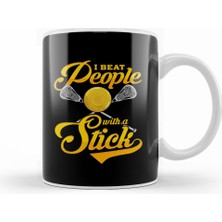 Humuts I Beat People With A Stick Funny Lacrosse Player Kupa Bardak Porselen