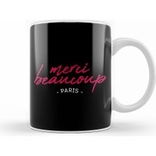 Humuts French Slogan Merci Beaucoup Kupa Bardak Porselen