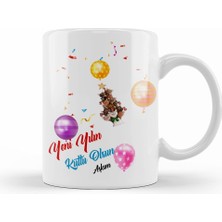 Humuts Yılbaşı Yeni Yıl Konseptli Mutlu Yıllar Hediye 03 Kupa Bardak Porselen