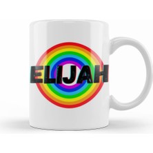 Humuts Elijah Name Custom   Vintage Retro Rainbow Style Design Gift Baby Gift For Him Kupa Bardak Porselen