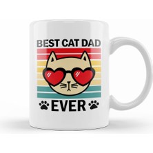 Humuts Best Cat Dad Ever Retro Design For Cats Lover Dads Aşk Kedi Kupa Bardak Porselen