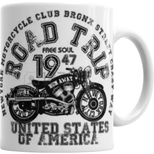 Humuts Vintage Motosiklet  Kupa Bardak Porselen