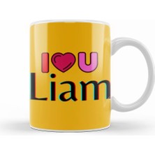 Humuts Liam Name Custom   Vintage Retro Rainbow Style Design Gift Baby Gift For Him Kupa Bardak Porselen
