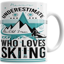 Humuts Never Underestimate A Person Who Loves Skiing Kupa Bardak Porselen