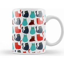 Humuts Kediler Cat Pattern Kupa Bardak Porselen