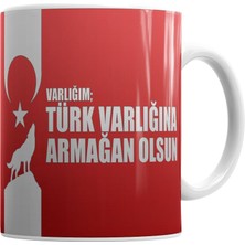 Humuts Ayyıldız Varlığın Türk Varlığına Armağan Olsun  Türk Bayrağı Kupa Bardak Porselen