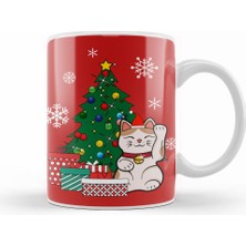 Humuts Lucky Cat Around The Christmas Tree Kupa Bardak Porselen