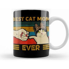 Humuts Vintage Best Cat Mom Ever Fist Bump Gift 01 Kupa Bardak Porselen