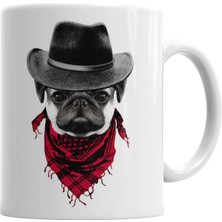 Humuts Kovboy Pug Köpek Kupa Bardak Porselen