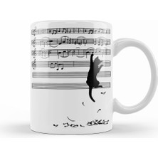 Humuts Yaramaz Komik Müzik  Notalı Kedi Cat Kupa Bardak Porselen
