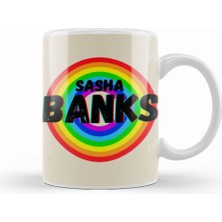 Humuts Sasha Banks  Vintage Retro Rainbow Style Warriors Design Wrestlers Gift Kupa Bardak Porselen