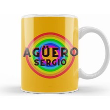 Humuts Sergio Agüero   Vintage Retro Rainbow Style Kupa Bardak Porselen