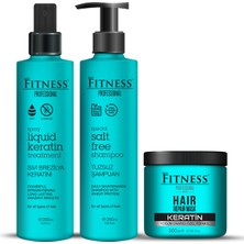 Fitness Professional Brezilya Fönü Sıvı Keratin Bakımı Dumansız - Parabensiz Buğday Proteinli Tuzsuz Şampuan - Maske Seti