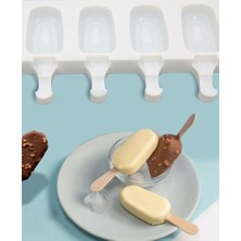 Etkin Etiket Magnum Dondurma Kalıbı - Antrasit Gri Renk - 4'lü Silikon Dondurma Kalıbı - +50 Adet Çubuk Içinde