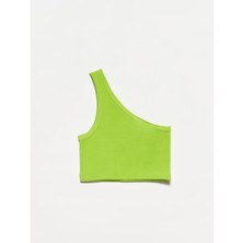 Dilvin 20168 Tek Omuzlu Crop-Lime
