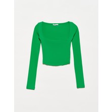 Dilvin 3700 Fitilli Uzun Kollu Top-Koyu Yeşil