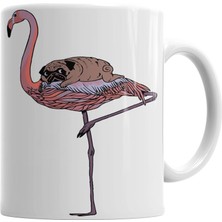 Flamingo Pug Köpek Kupa Bardak Porselen