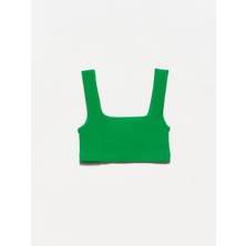 Dilvin 20167 Crop Top-Koyu Yeşil