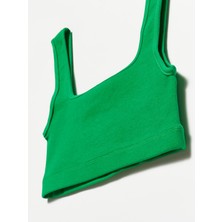 Dilvin 20167 Crop Top-Koyu Yeşil