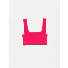 Dilvin 20167 Crop Top-Fuşya