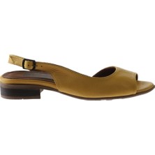 Bueno Shoes Sarı Deri Kadın Topuklu Sandalet