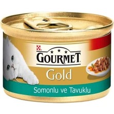 Gourmet Gold Parça Etli Soslu Somon & Tavuk Etli Kedi Konserversi 85GR 24LÜ