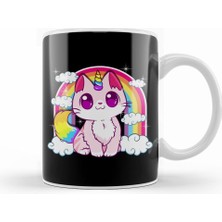 Humuts Cute Unicorn Cat Adorable Smiling Rainbow Kitty Kupa Bardak Porselen