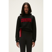 Bad Bear Flog Hoodie Night Kadın Kapüşonlu Düz Desenli Siyah Rahat Kesim Sezonluk Ürün