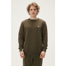 Bad Bear Geofox Crewneck Haki Erkekler İçin Düz Renk Tasarımlı Rahat Sweatshirt