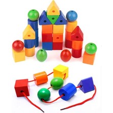 30 Parça Ipe Boncuk Dizme Oyunu Geometrik Şekiller Renk Algı Beceri Eğitici Oyuncak Popit