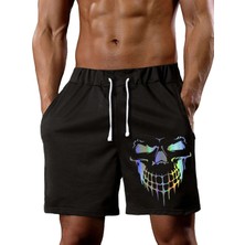DAXİS Sportwear Company Erkek Siyah  Skull Baskılı Şort