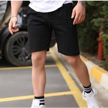 DAXİS Sportwear Company Erkek Siyah Düz Şort Rahat Kesim ve Nefes Alabilir Kumaş ile Yazlık Kullanım