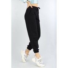 DAXİS Sportwear Company  Kadın Siyah Yüksek Belli Jogger Eşofman Altı